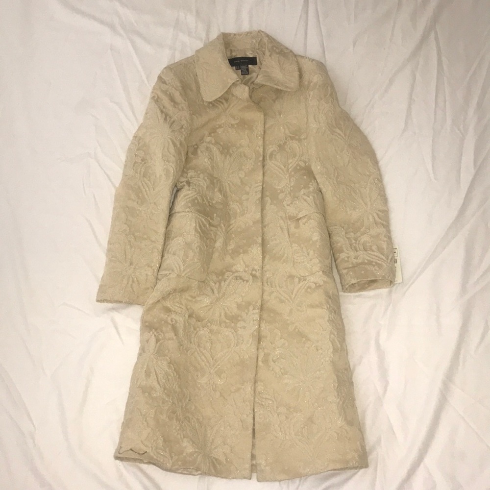 Jacquard cream coat with snap front New Zara